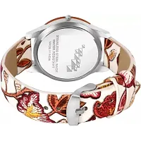 HRV UNIQUE ROUND RED DIAL LATHER WATCH FOR WOMEN-thumb3