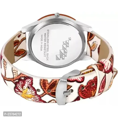 HRV UNIQUE ROUND RED DIAL LATHER WATCH FOR WOMEN-thumb4