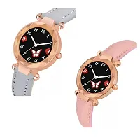 HRV Bty Dial Grey And Pink Leather Analog Women and Girls Watch-thumb1