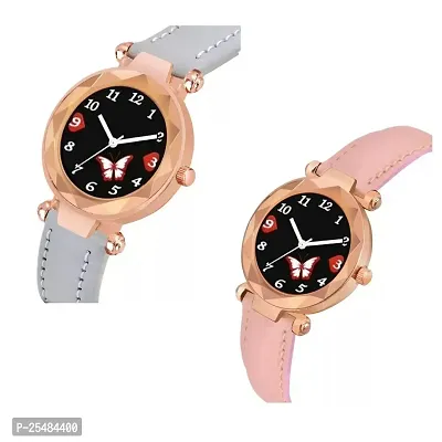 HRV Bty Dial Grey And Pink Leather Analog Women and Girls Watch-thumb2