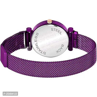 HRV White Design Bty Dial Purple Megnet Belt Girls and Women Analog Watch-thumb4