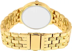 Golden Analog Watch With Metal Strap-thumb1