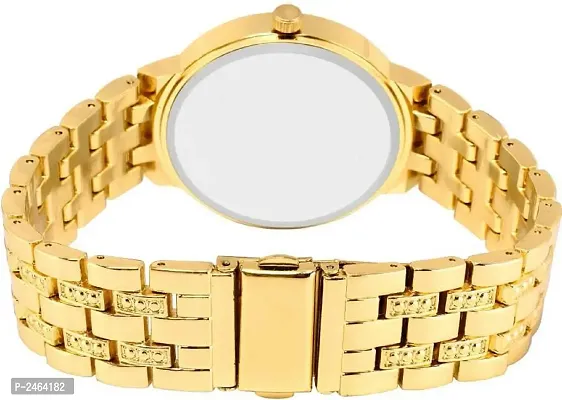 Golden Analog Watch With Metal Strap-thumb2