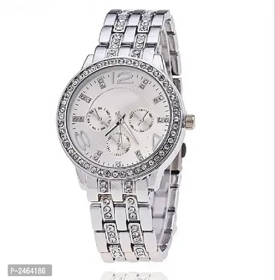 Silver Analog Watch With Metal Strap-thumb0