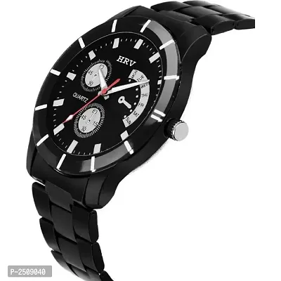 Men's Black Analog Watch With Metal Strap-thumb3