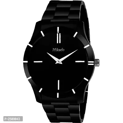 Men's Black Analog Watch With Metal Strap-thumb0