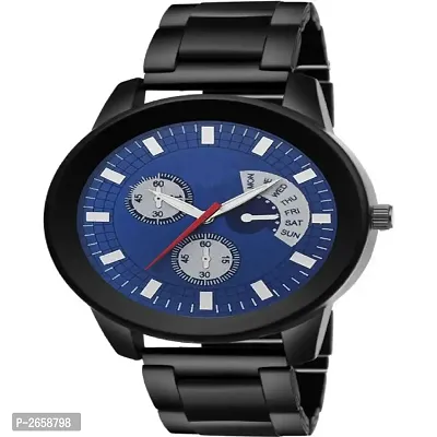 New Black Metal Analog Wrist Watch for Men