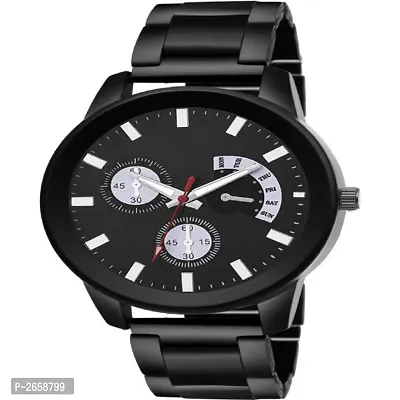 New Black Metal Analog Wrist Watch for Men