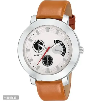 New Brown Synthetic Leather Analog Wrist Watch for Men