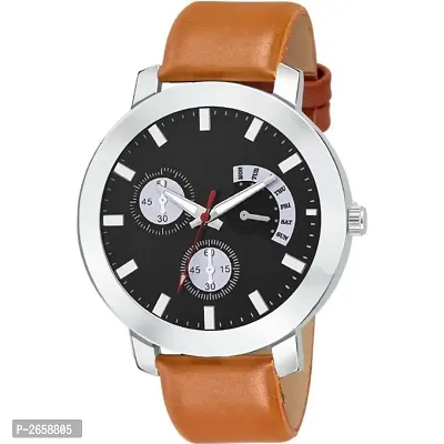 New Brown Synthetic Leather Analog Wrist Watch for Men-thumb0