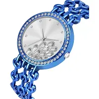 HRV Blue Peacock Metal Girls and Women Watch-thumb2