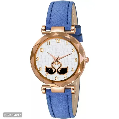 HRV Blue Slim Dial Leather Belt Women Watch  Girls