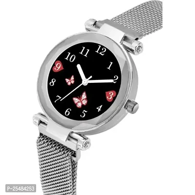 HRV Black Dial Silver Megnet Analog Women and Girls Watch-thumb3