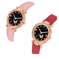 HRV Bty Dial Pink And Red Leather Analog Women and Girls Watch-thumb1