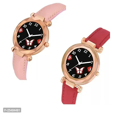 HRV Bty Dial Pink And Red Leather Analog Women and Girls Watch-thumb2