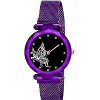 HRV White Design Bty Dial Purple Megnet Belt Girls and Women Analog Watch-thumb1