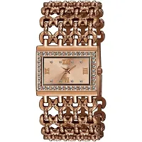 HRV Brown Dial Rect Brown Chain Girls and Women Watch-thumb1