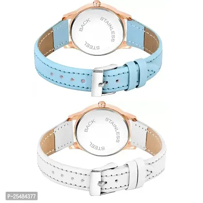 HRV Black Roman Dial SkyBlue and White Leather Belt Combo Women and Girls Watch-thumb3