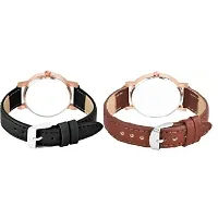 HRV Flower Dial Black and Brown Leather Belt Girls and Women Analog Watch-thumb2