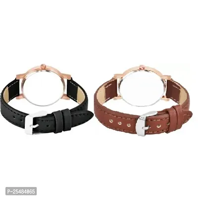 HRV Flower Dial Black and Brown Leather Belt Girls and Women Analog Watch-thumb3