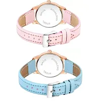 HRV Black Roman Dial Pink and SkyBlue Leather Belt Combo Women and Girls Watch-thumb2
