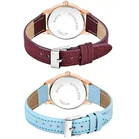 HRV Black Roman Dial Brown and SkyBlue Leather Belt Combo Women and Girls Watch-thumb2