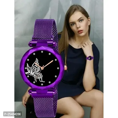 HRV Purple Megnet Analog Women and Girls Watch