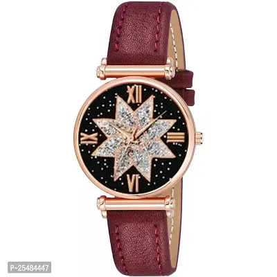 HRV Black Star Dial Rose Rl Cash Leather Belt Analog Women and Girls Watch-thumb2