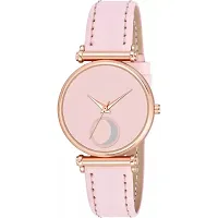 HRV Pink Moon Dial Leather Strap  Watch For Girls-thumb1