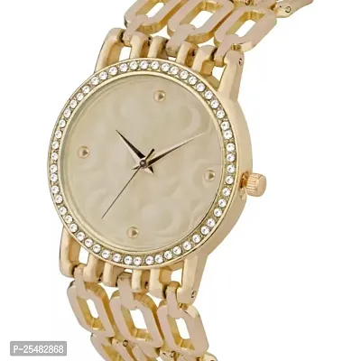 HRV Gold Round Cash Gold Thik Belt Women Watch-thumb3