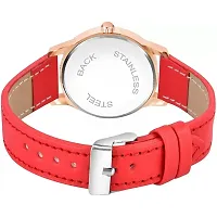 HRV Meena Black Dial RL Rose Cash Red Leather Belt Women and Girls Watch-thumb2