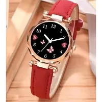 HRV Bty Black Dial Red Leadies Leather Belt Girls and Women Analog Watch-thumb1