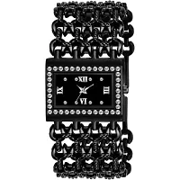 HRV Roman Dial Rect Black Girls and Women Watch-thumb1