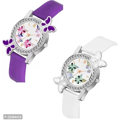 HRV Bty Cash Purple and White Pu Blet Combo Women and Girls Watch-thumb2