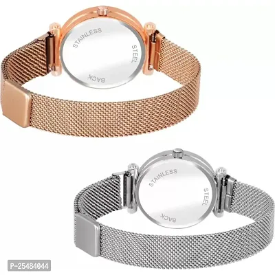 HRV Rose And Bty Dial Rose and Silver Megnet Belt Girls and Women Analog Watch-thumb3