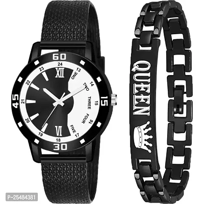 HRV BW Black Av Cash Black Pu With Queen Bracelet Analog Women and Girls Watch-thumb0