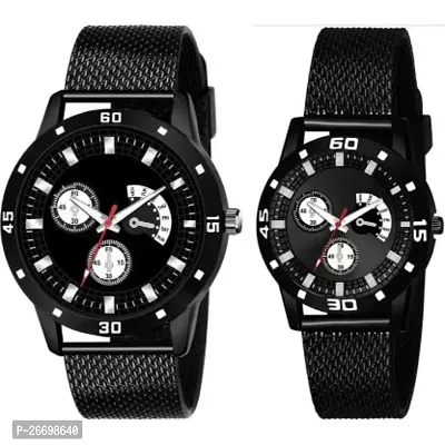 HRV Black Crono Pu Men And Women Couple Watch-thumb0