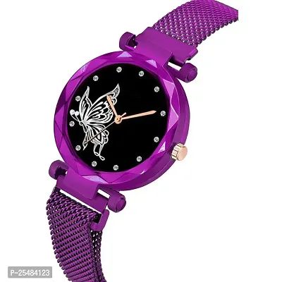 HRV White Design Bty Dial Purple Megnet Belt Girls and Women Analog Watch-thumb3