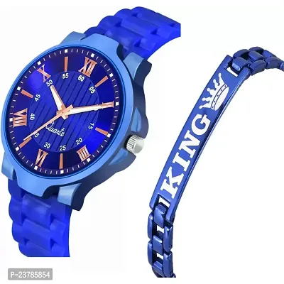 HRV Ca Blue Copper Roman Dial With King Blue Bracelet Men Pu Watch-thumb2