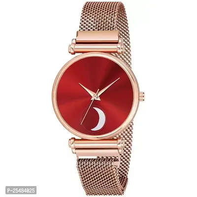 HRV Chand Red Dial Megnet Rose Belt  Girls and Women Analog Watch-thumb2