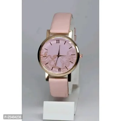 HRV Pink Leather Analog Women and Girls Watch-thumb0