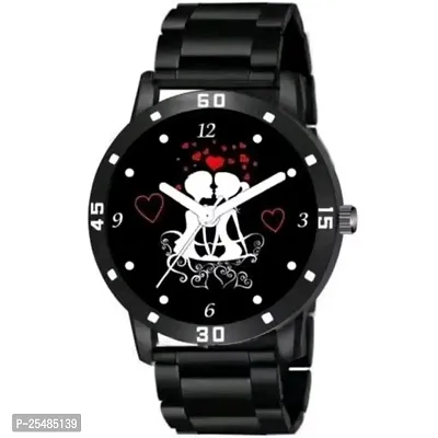 Bolun Black Couple Love Dial Cash Bumper Pu Men And Boys Watch-thumb0