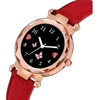 HRV Bty Black Dial Red Leadies Leather Belt Girls and Women Analog Watch-thumb2