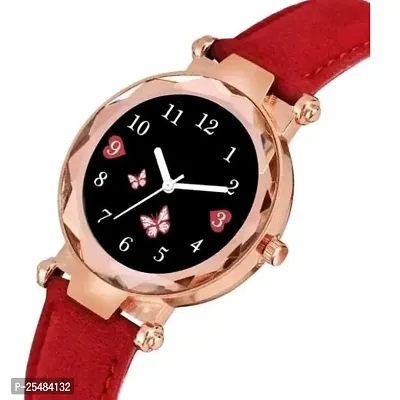 HRV Bty Black Dial Red Leadies Leather Belt Girls and Women Analog Watch-thumb3