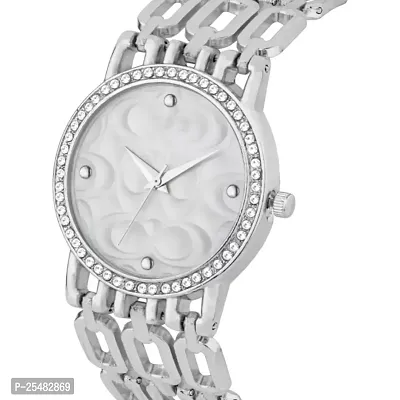 HRV Silver Round Cash Silver Thik Belt Women Watch-thumb3