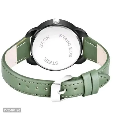 HRV New Queen Dial Diamond Black Cash Green Belt Women and Girls Watch-thumb3