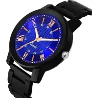 Bolun Black Cash Blue Roman PU Belt Men and Boys Analog Watch-thumb1