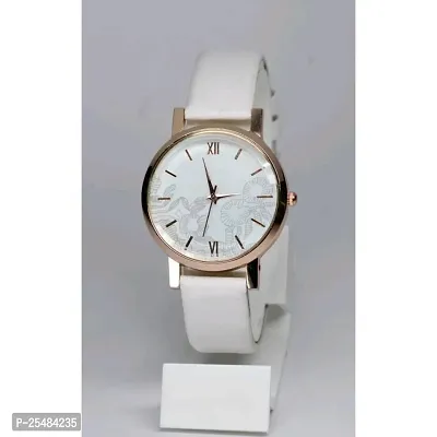 HRV White Leather Analog Women and Girls Watch