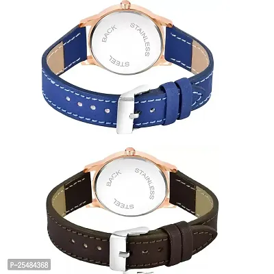 HRV Black Roman Dial Blue and Brown Leather Belt Combo Women and Girls Watch-thumb3