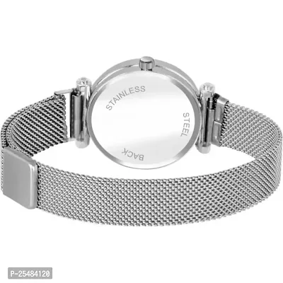 HRV White Design Bty Dial Silver Megnet Belt Girls and Women Analog Watch-thumb4